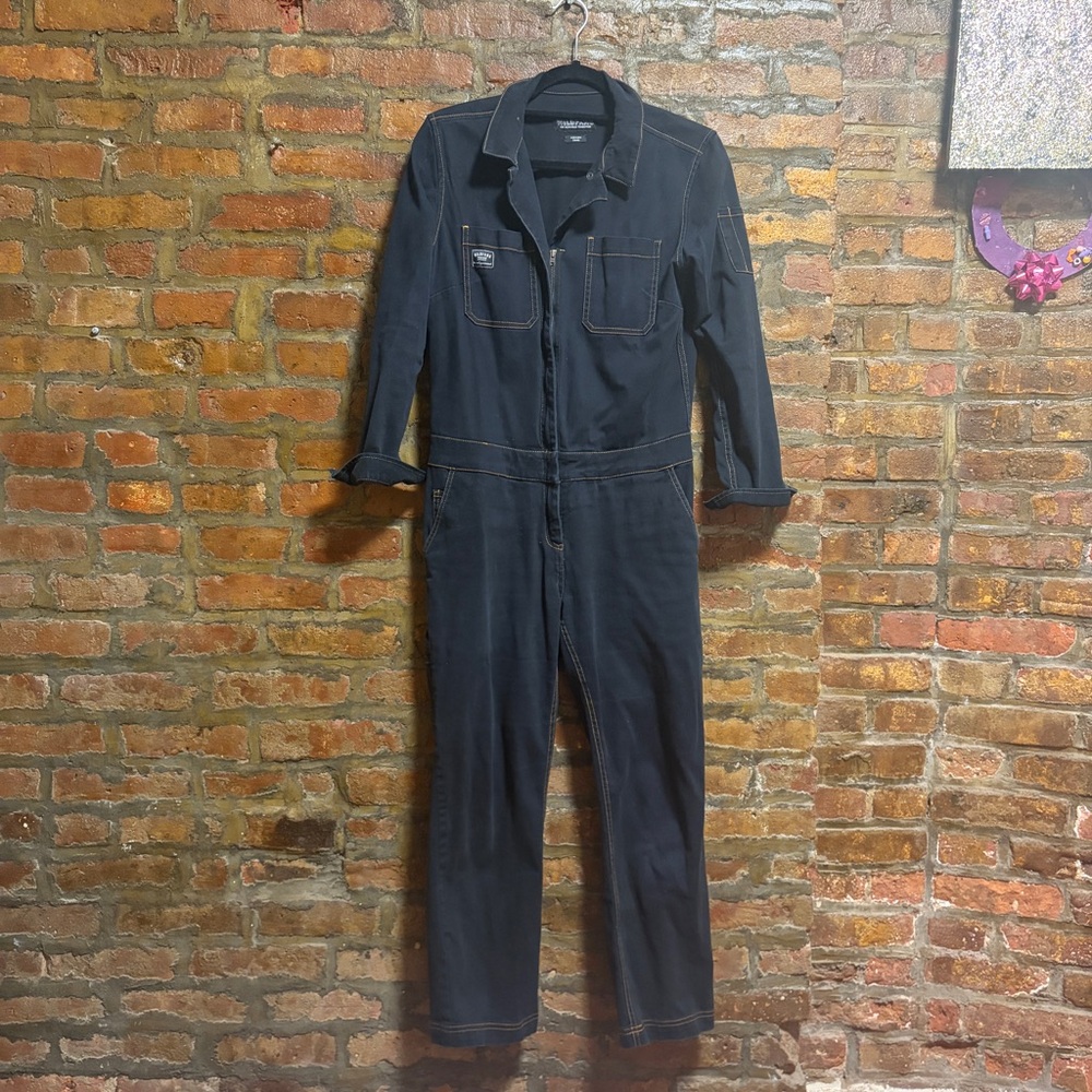 WILDFANG THE ESSENTIAL LONG SLEEVE COVERALL - S - NAVY DENIM - Picture 7 of 14